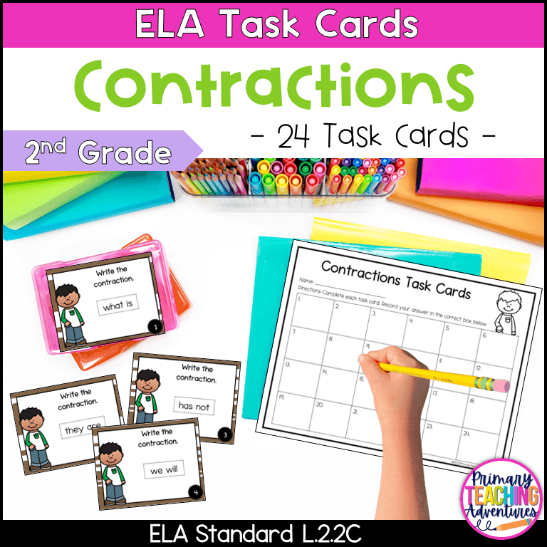 Contractions Task Cards 2nd Grade