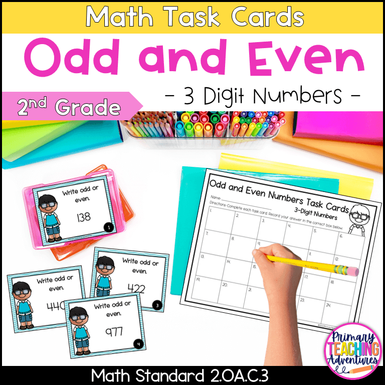 Odd and Even Numbers 3-Digits Task Cards 2nd Grade