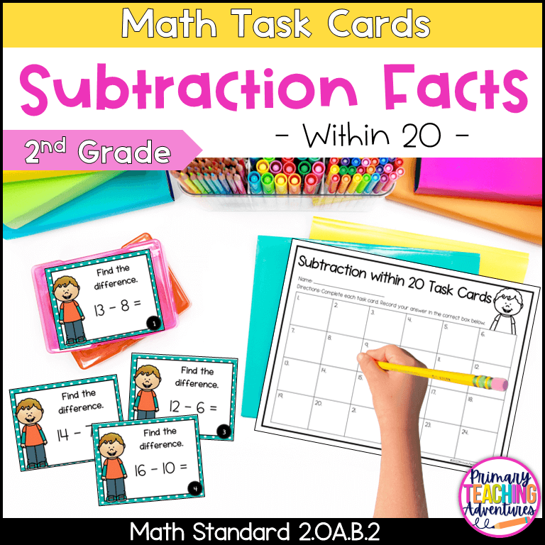 Subtraction Facts within 20 Task Cards 2nd Grade
